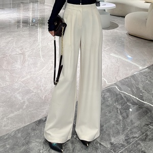 Pantalons larges pour femmes 2025 - Pantalons drapés taille haute |   Vêtements de bureau décontractés, résistants aux plis, couleur personnalisable, vente en gros - Product Image 1