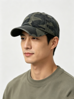 Topi Baseball Camo Custom Logo 6 Panel Katun Model Dad Hat Vintage dengan Pinggiran Melengkung, Dapat Disesuaikan, Snapback untuk Aktivitas Luar Ruangan