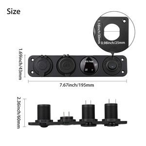 Panneau de prise 12V 4 gangs Panneau d'interrupteur marin Prise de chargeur de voiture Support de montage sur panneau Prise DIY Interrupteur à bascule avec chargeur <span class=keywords><strong>USB</strong></span> - Product Image 4
