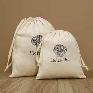 Wholesale Natural Cotton Gift Dust <b>Bag</b> With Ribbon Drawstring Muslin <b>Packaging</b> <b>Bag</b> - Product Image 1