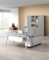 Bureau de direction contemporain en L, finition résistante aux taches, glissières de tiroir silencieuses, verrouillage sécurisé, poste de travail exécutif, écologique