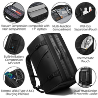 Service OEM ODM, support Apple Find My, sac à dos compressible à une seule poignée, sac à dos pour ordinateur portable 17 pouces, imperméable et respirant, pour hommes actifs