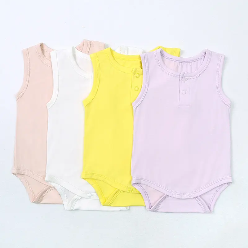 Bebè bimbe abiti estivi 6-12 mesi pagliaccetto estivo pigiama di bambù personalizzato senza maniche vestiti per bambini da 0 a 3