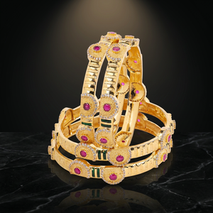 AD Fashion Jewelry Gold Chapado En Oro Oro Laminado <b>Copper</b> Brass <b>Bangles</b> with Pearl Stone Special Occasion Gift for Women - Product Image 5