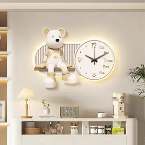 Toptan fiyat İskandinav lüks LED saat kristal boyama oturma odası dekor için led duvar saat boyama