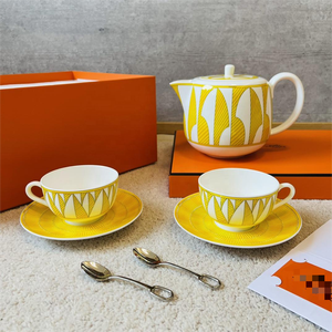 Wholesale New Nordic Ceramic 7-Piece Royal Luxury Coffee <b>Cups</b> and <b>Saucers</b> Set Eco-Friendly Drinkware Teaware - Product Image 1
