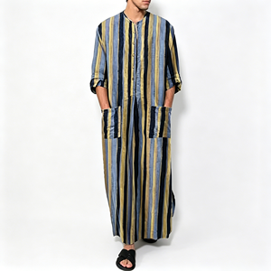 Abbigliamento mediorientale di alta qualità PF, tuta araba da <span class=keywords><strong>uomo</strong></span>, abbigliamento islamico casual a righe stampato, abbigliamento musulmano - Product Image 4
