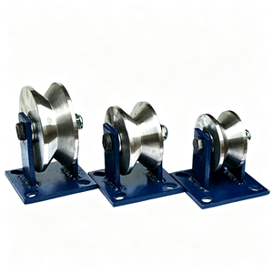 V Groove Wheel 3 Inch Gate Roller Floor Bracket Heavy Duty Double Bearing Galvanized <b>Copper</b> Barrel Packaging CE Certified OEM - Product Image 1