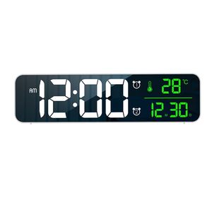 10.5-Inch Smart Table <b>Clock</b> Large LED Screen Digital Alarm Bedroom Mirror Temperature Date Music Display 6 Brightness Dimmers - Product Image 2