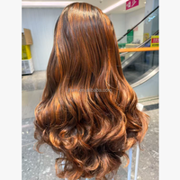 Perruque Lace Front Synthétique 5x5 en Fibre Haute Température Résistante à la Chaleur, Ligne de Cheveux Naturelle, Sans Colle, 24 Pouces, Ondulée, Châtain Foncé, avec Frange
