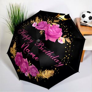 1 Parapluie Personnalisé avec Nom et Rose, Sans Minimum de Commande, Cadeau Floral Personnalisé, Impression UV, Commande Unique, Paraguas Personalizado - Product Image 2