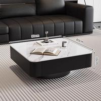Table basse carrée luxueuse haut de gamme pour petits espaces de vie, design minimaliste moderne, adaptée à un usage domestique. Table noire