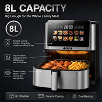 Friteuse à air chaud intelligente multifonctionnelle 8L XL grande capacité en acier inoxydable pour frites maison, sans huile
