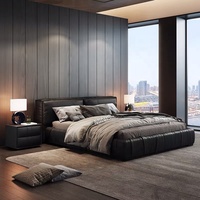 Lit rembourré doux en tissu chenille, design simple et moderne, cadre en pin massif de haute qualité et durable, pour chambre principale.