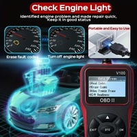 Nueva Herramienta de Diagnóstico Automotriz Multifuncional Portátil para Comercio Exterior, Lector de Códigos OBDII V100 con Pantalla de 2.4 Pulgadas, Versión en Inglés