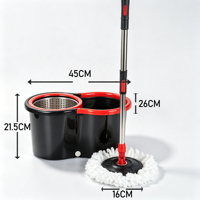 Serpillère rotative 360° en microfibre et acier inoxydable, à essorage automatique, pliable, pour séparation eau propre/eau sale, mains libres