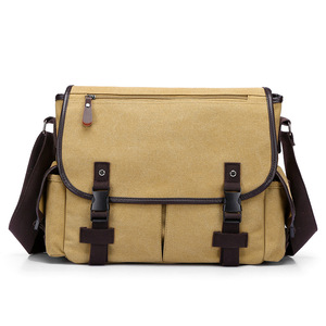 Men's <b>Canvas</b> Laptop <b>Bag</b> Adjustable Strap Buckle Closure <b>Large</b> Capacity Messenger <b>Bag</b> for Office Workers and Students - Product Image 6