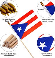 Drapeau de Porto Rico personnalisé en polyester 100 %, mini, à double face, sur bâtonnet en bois, idéal pour les défilés sportifs et les décorations de fête - Vente en gros