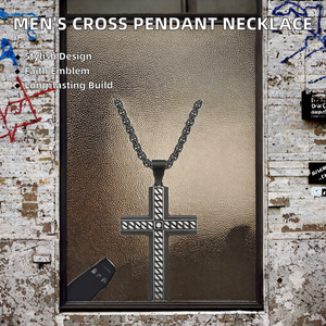 Collier Pendentif Croix Religieuse Hip Hop en Acier Inoxydable Plaqué Or 18K avec Zircons Sertis, Chaîne Corde, Bijou Unisexe pour Fête - Product Image 2