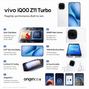 Teléfono Móvil vivo IQOO Z11 Turbo 5G, Cámara Ultra HD de 200MP, Snapdragon 8 Gen 5, Batería Grande de 7600mAh, Pantalla AMOLED de 6.59'' y 1.5K, NFC - Product Image 3