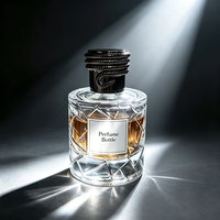 Flacon de parfum rond en verre exquis de 50 ml avec pompe, flacon pulvérisateur transparent avec boîte, logo personnalisé