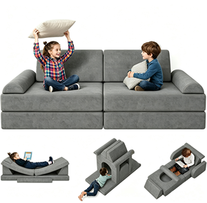 Ensemble de canapés modulaires pour enfants, 10 pièces, en mousse haute densité, personnalisable en usine, pour le jeu des tout-petits, mobilier pour enfants - Product Image 1