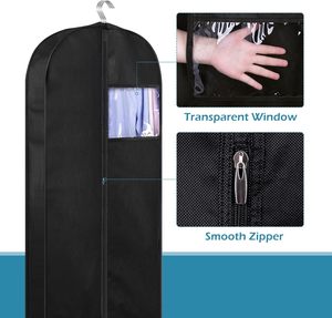 <span class=keywords><strong>Housse</strong></span> de <span class=keywords><strong>vêtement</strong></span> non tissée noire de 43 pouces avec fermeture éclair et poignées, pour costumes, manteaux, vestes et chemises pour hommes (lot de 3) – Idéale pour placard - Product Image 6