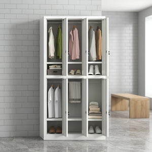 Archivador Metálico Moderno Minimalista con Cerradura, 2 Cajones, Puerta de Vidrio Antiestática, para Escuela, Gimnasio o Uso Comercial - Product Image 1