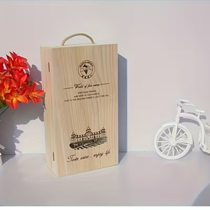 Hộp rượu bằng gỗ cho một chai và hai ly rượu vang hộp thông gỗ rượu vang Quà Tặng cản trở hộp lưu trữ bằng gỗ - Product Image 4