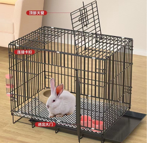 Material de acero resistente de varios tamaños de alta calidad, dos puertas, incluye <span class=keywords><strong>bandeja</strong></span> <span class=keywords><strong>sanitaria</strong></span> extraíble, valla de hierro, jaula <span class=keywords><strong>para</strong></span> conejos - Product Image 3