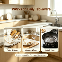 Éponge à vaisselle réutilisable en fibres de bois, double couche, sans rayures, éponge de nettoyage de cuisine absorbante pour laver la vaisselle et les ustensiles de cuisine