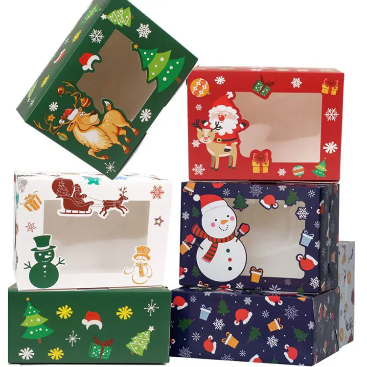 क्रिसमस उपहार बक्से रंगीन कस्टम रंग केक बक्से थोक ऑनलाइन अनुकूलित कागज बक्से