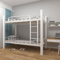 Lit superposé en fer de luxe, robuste et simple, avec échelle, idéal pour dortoir, chambre d'école, hôtel, appartement – Gain de place et haute résistance