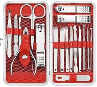 Ensemble de manucure Kit de coupe-ongles professionnel 18 pièces outil de soin des ongles de manucure en acier inoxydable pour salon à domicile