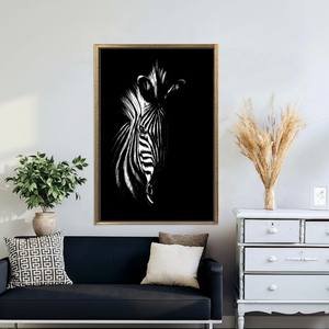 Abstract Zebra <b>Canvas</b> Art: Modern Animal Print Wall Decor,GOLD <b>FRAMED</b> <b>CANVAS</b> - Product Image 3
