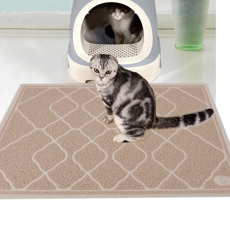Özel kaymaz kolay temizlik Pet kedi çöp tuvalet kum Mat kedi kumu çöp pedleri su geçirmez kedi çöp tepsisi Mat