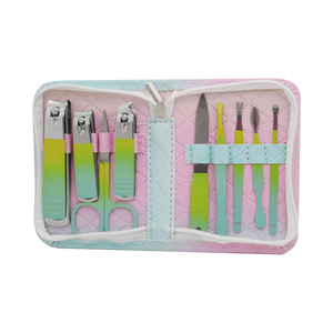 Ensemble de manucure vert dégradé 9 pièces ensemble de coupe-ongles outils de pédicure coupe-ongles Kit de soins personnels outils de beauté <span class=keywords><strong>sans</strong></span> sac à <span class=keywords><strong>fermeture</strong></span> éclair - Product Image 1