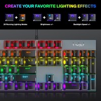 Clavier de jeu mécanique filaire USB OEM T-WOLF T18 avec rétroéclairage RVB, 87 touches TKL pour les joueurs sur ordinateur de bureau, Teclado Gamer