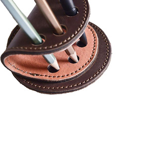Portaplumas de cuero genuino, soporte creativo para bolígrafos con adhesivo, regalo de escritorio, decoración de oficina, soporte para bolígrafos, bolígrafo adhesivo para firmas. - Product Image 2