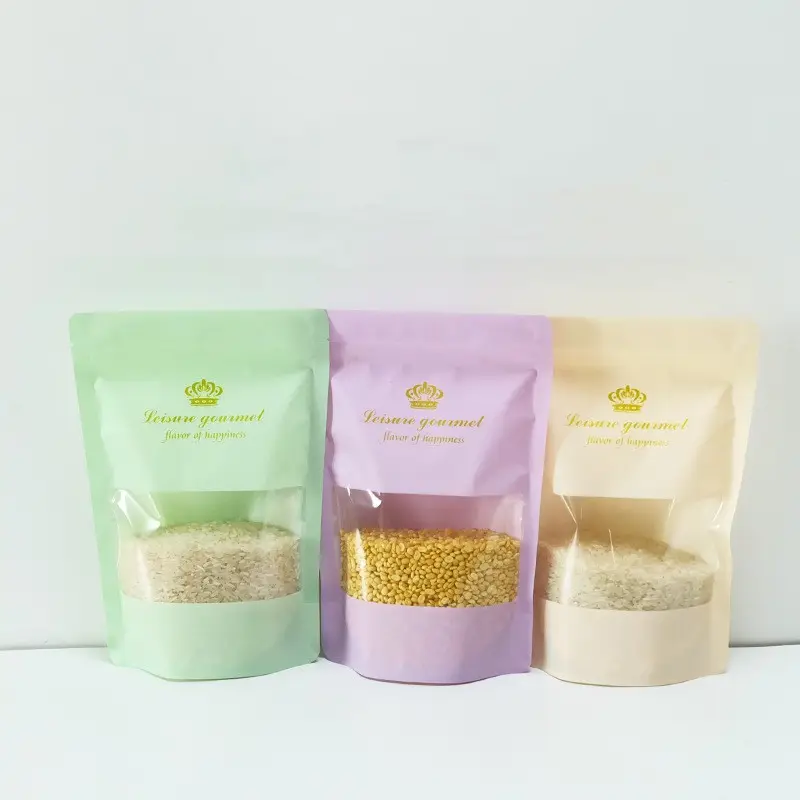 Embalagem universal PET 500g personalizada, bolsa de pé com janela fosca, saco plástico para embalagem de alimentos, para lanches de doces e chá, nozes