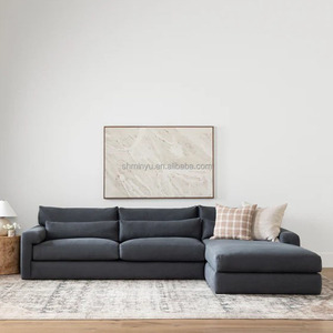 Luxury Modular Set New Design Indoor Living Room Furniture Velvet Fabric <b>Wooden</b> <b>Frame</b> Modern Chaise Sectional - Product Image 1