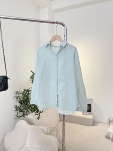 Camisa de Lino para Mujer L01, Suave, Fresca, Talla Única, Disponible en Varios Colores, Blusa con Botones y Hombros Caídos, Color Caramelo - Product Image 5