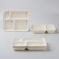 XS-CP04G 4-delige komposteerbare, biologisch afbreekbare wegwerp schaal van bagasse voor voedsel, fruit en groenten