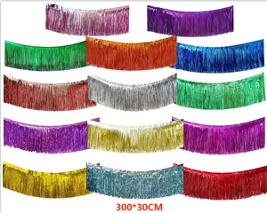 Hot Sale Multicolor Party Decoration Background 3*0.3M Metallic Tinsel Foil Fringe Curtain