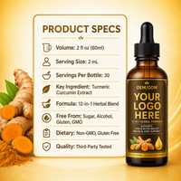 Complément Naturel Liquide de Curcuma, Chardon-Marie et Curcumine pour la Santé Hépatique Adulte – Gouttes Herbales à l'Orange – Fabrication GMP