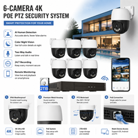 Kit de caméra de sécurité NVR PoE 4K 8 canaux 8MP PTZ avec détection humaine IA, suivi automatique, Plug & Play, système de surveillance extérieur, disque dur 2 To