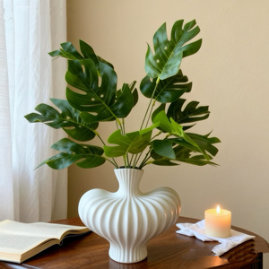 Hojas Artificiales de Monstera, Planta de Seda, Decoración de Escritorio, Paquete de Varias Piezas, Decoración Ecológica para el Hogar, Accesorios para Fotografía de Bodas - Product Image 1