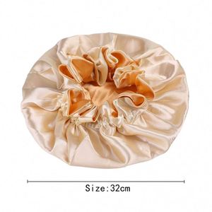 Wholesales New <b>Extra</b> <b>Large</b> Double Layer Sleep Cap Hair Bonnets for Women Ruffed Design Satin Bonnet Sleeping - Product Image 2
