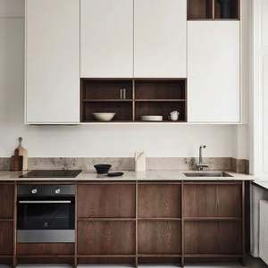 Cuisine complète en aluminium Allure, armoires blanches, îlot de cuisine moderne avec plan de travail en marbre, équipement, chaise haute, meubles de rangement pour la maison - Product Image 3