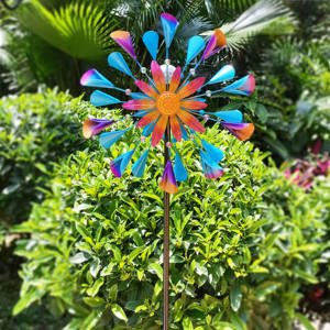 <span class=keywords><strong>Moulin</strong></span> à <span class=keywords><strong>vent</strong></span> <span class=keywords><strong>solaire</strong></span> rotatif double face, écologique, fait à la main, design moderne, support mural, ornement en métal, cour, <span class=keywords><strong>jardin</strong></span> - Product Image 5